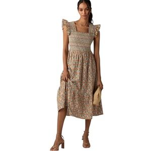 English Factory Smocked and Embroidered Midi Dress. M. NWT.